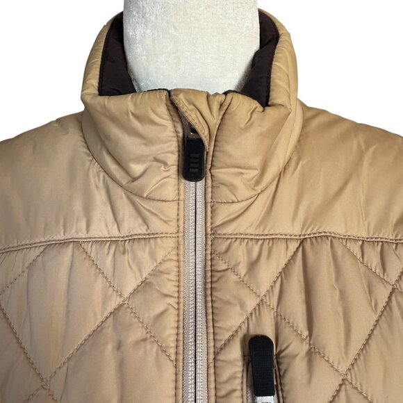 Lands' End PrimaLoft tan sleeveless mock neck fully lined puffy vest small 6-8 - Picture 5 of 12